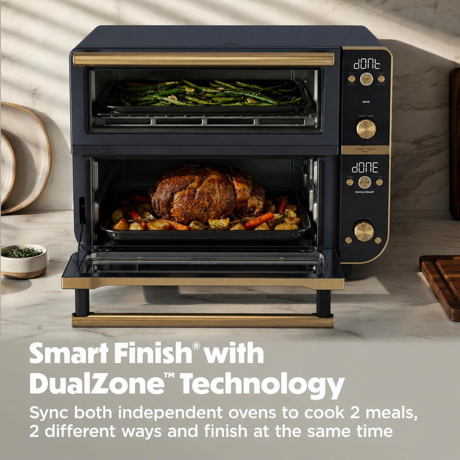 imageNinja Double Oven Pro Smart XL Countertop Oven amp Air Fryer 302 Qt Capacity 12in1 with Smart Finish amp DualZone Tech to Cook 2 Meals at Once Fits up to 45lb Chicken Stainless Steel DCT801Cyberspace