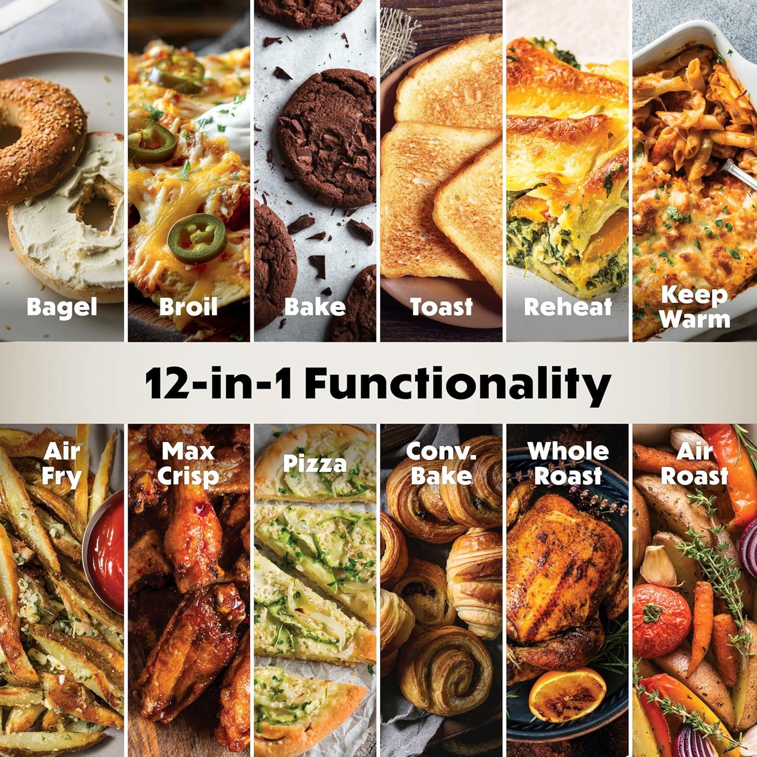 imageNinja Double Oven Pro Smart XL Countertop Oven amp Air Fryer 302 Qt Capacity 12in1 with Smart Finish amp DualZone Tech to Cook 2 Meals at Once Fits up to 45lb Chicken Stainless Steel DCT801Prestige Silver