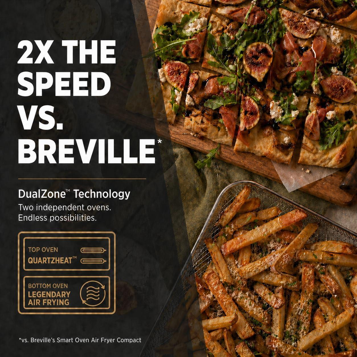 imageNinja Double Oven Pro Smart XL Countertop Oven amp Air Fryer 302 Qt Capacity 12in1 with Smart Finish amp DualZone Tech to Cook 2 Meals at Once Fits up to 45lb Chicken Stainless Steel DCT801Onyx