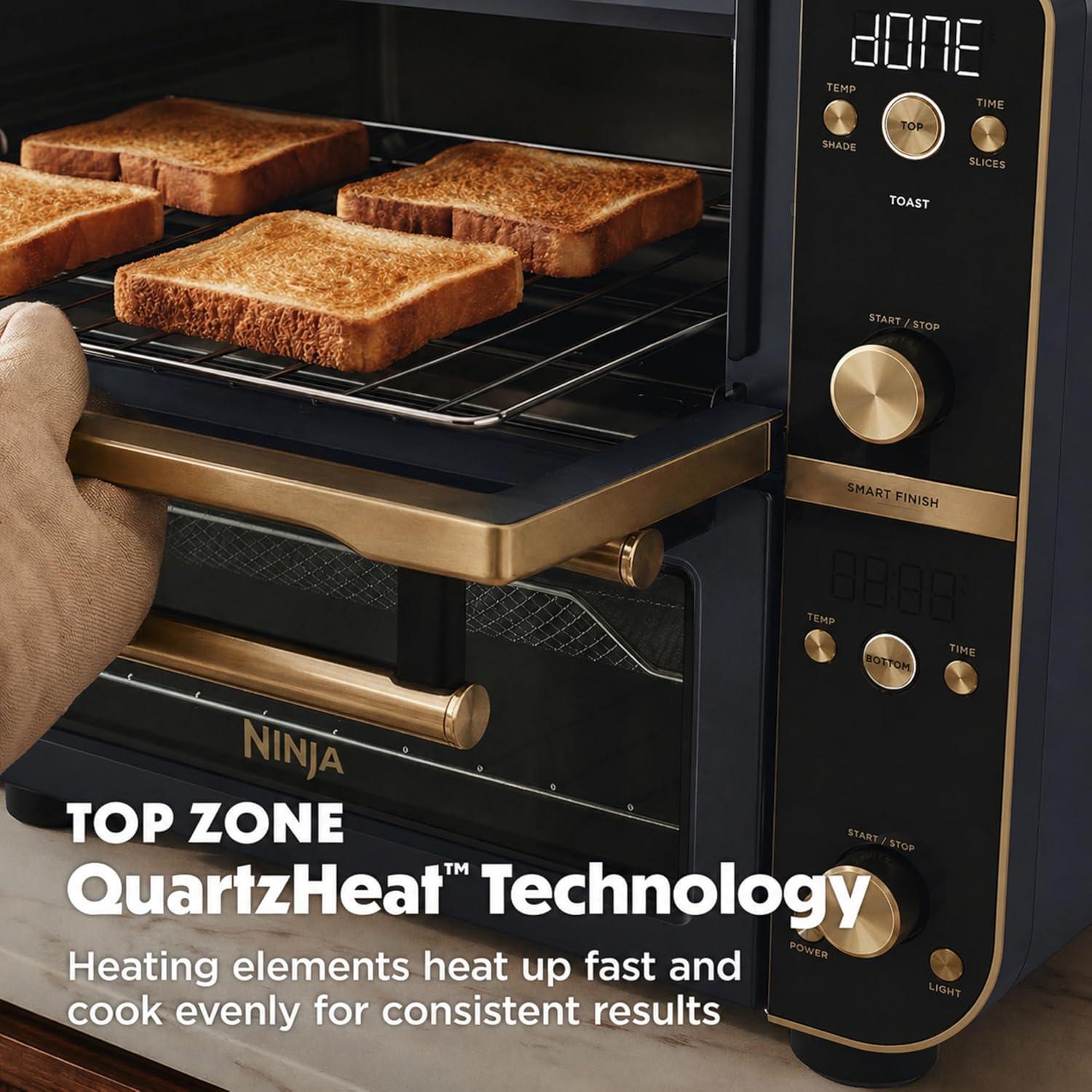 imageNinja Double Oven Pro Smart XL Countertop Oven amp Air Fryer 302 Qt Capacity 12in1 with Smart Finish amp DualZone Tech to Cook 2 Meals at Once Fits up to 45lb Chicken Stainless Steel DCT801Cyberspace