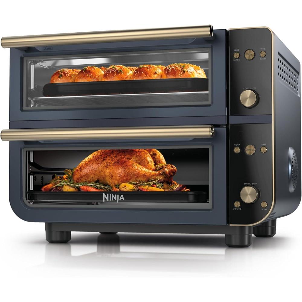 imageNinja Double Oven Pro Smart XL Countertop Oven amp Air Fryer 302 Qt Capacity 12in1 with Smart Finish amp DualZone Tech to Cook 2 Meals at Once Fits up to 45lb Chicken Stainless Steel DCT801Cyberspace
