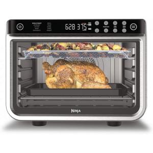 Ninja Double Oven Pro Smart XL Countertop Oven & Air Fryer | 30.2 Qt Capacity | 12-in-1 with Smart Finish & DualZone Tech to Cook 2 Meals at Once | Fits up to 4.5lb Chicken | Stainless Steel | DCT801(Silver/Piano Black)