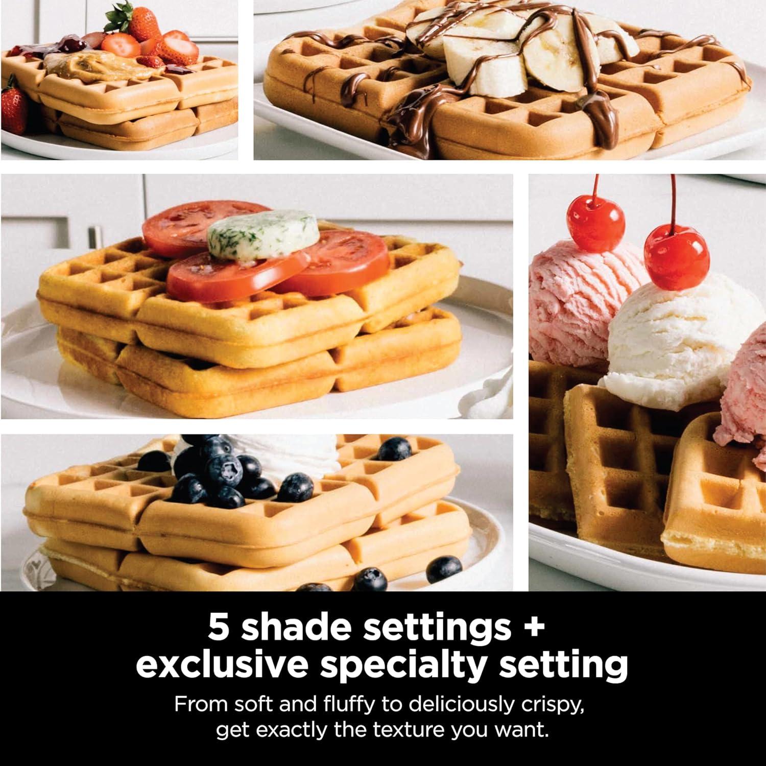 imageNinja Belgian Waffle Maker Pro Vertical Design 5 Shade Settings with PrecisionPour Cup amp Chefcurated Recipe Guide Black amp Silver BW1001