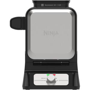 Ninja Belgian Waffle Maker Pro | Vertical Design | 5 Shade Settings with Precision-Pour Cup & Chef-curated Recipe Guide | Black & Silver | BW1001