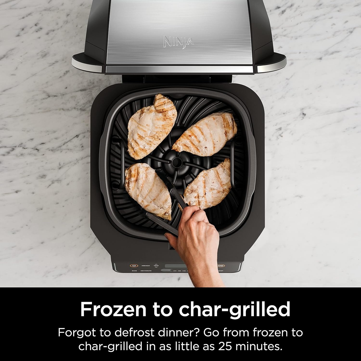 imageNinja Refurbished EG201 Foodi 6in1 Indoor Grill with Air Fry Roast Bake Broil amp Dehydrate 2nd Generation BlackSilver RenewedNinja Foodi Grill