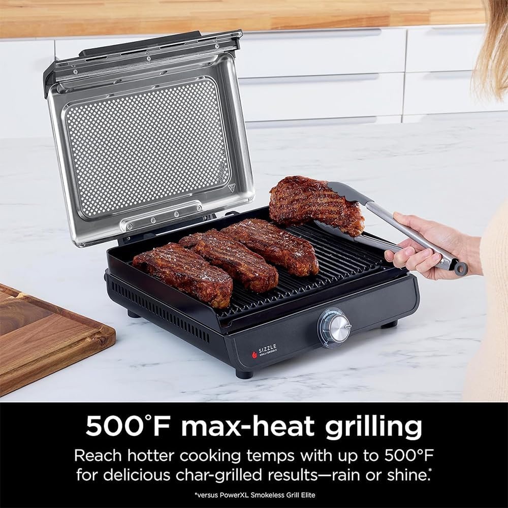 imageNinja Refurbished GR100 Sizzle Smokeless Indoor Grill Bundle with 2 Year Enhanced Protection Pack Renewed