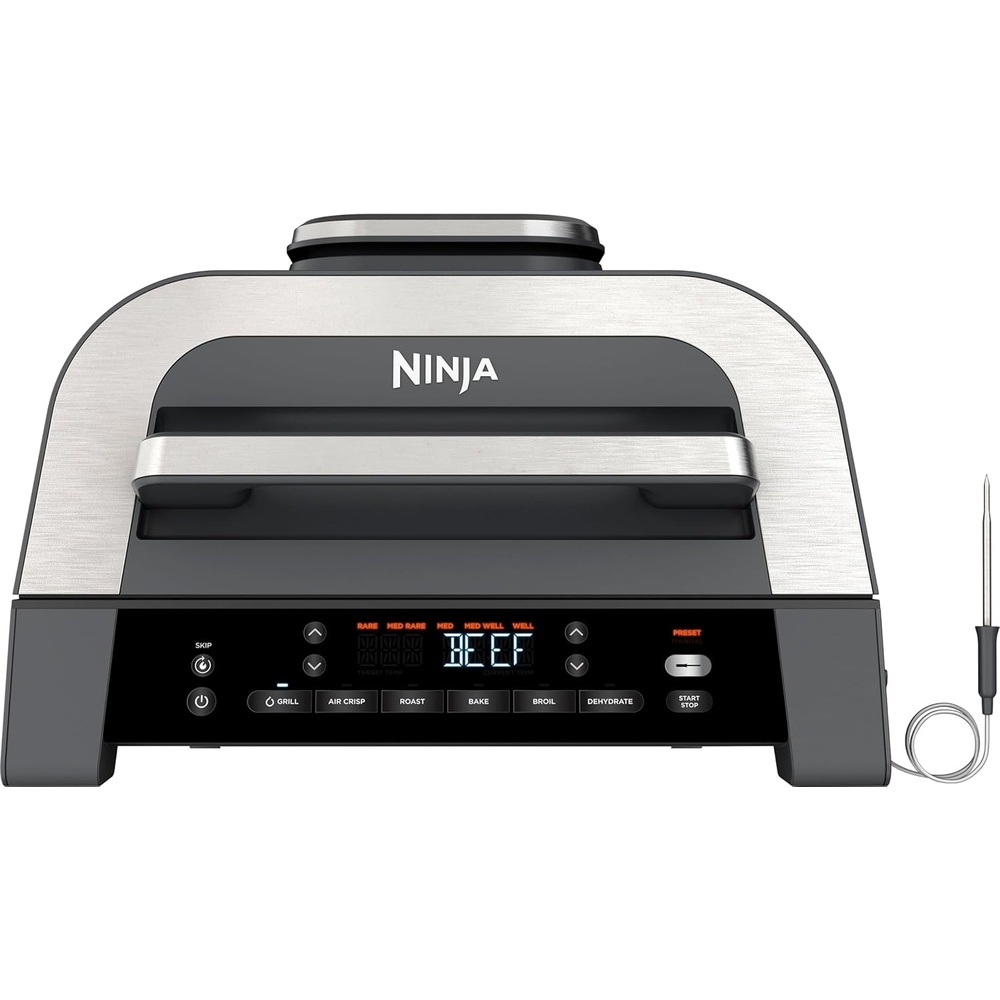 imageNinja DG551 Foodi Smart XL 6in1 Indoor Grill with Air Fry Roast Bake Broil amp Dehydrate Foodi Smart Thermometer 2nd Generation BlackSilver Renewed