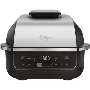 Ninja (Refurbished) EG201 Foodi 6-in-1 Indoor Grill with Air Fry, Roast, Bake, Broil, & Dehydrate, 2nd Generation, Black/Silver (Renewed)(Ninja Foodi Grill)