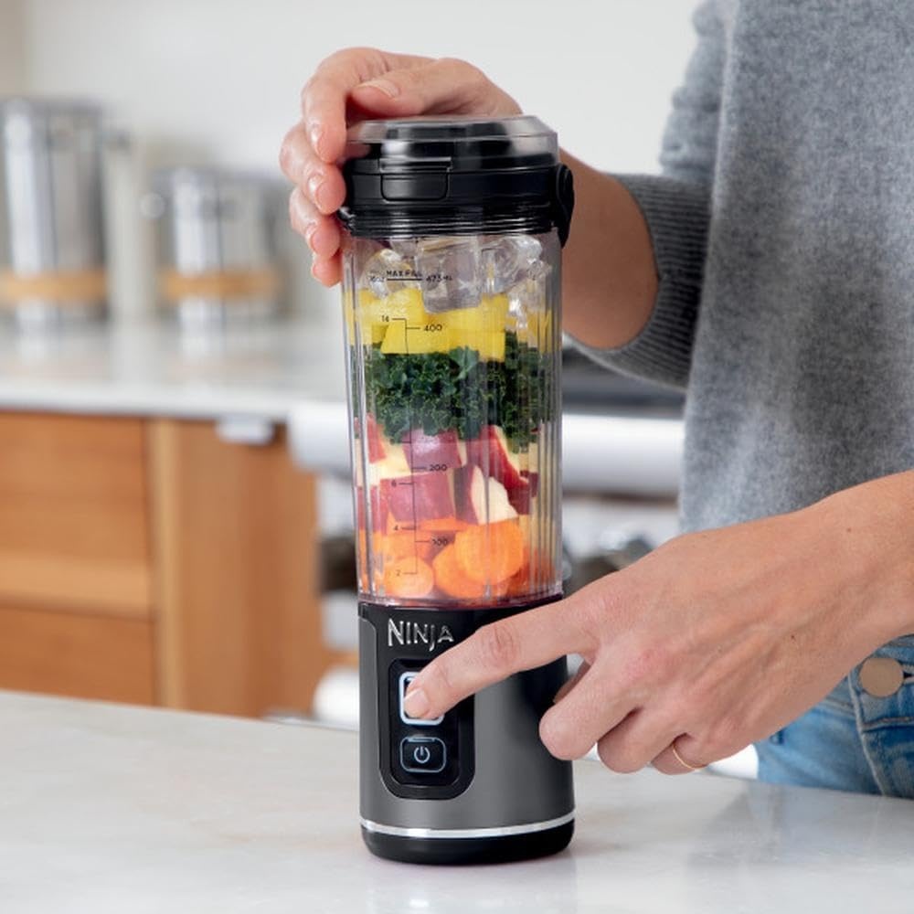 imageNinja BC151EM Blast Portable Blender Cordless 18oz Vessel Personal Blenderfor Shakes amp Smoothies BPA Free LeakproofLid amp Sip Spout USBC Rechargeable Dishwasher Safe Parts Forest Green RenewedBlack