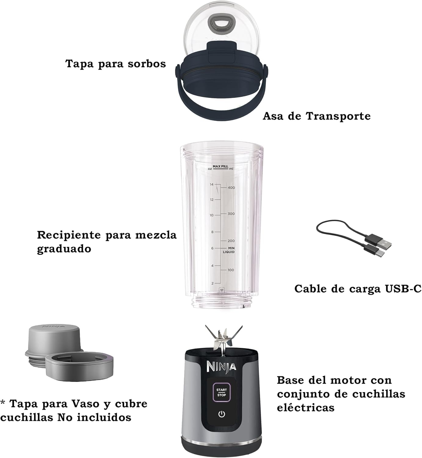 imageNinja BC151EM Blast Portable Blender Cordless 18oz Vessel Personal Blenderfor Shakes amp Smoothies BPA Free LeakproofLid amp Sip Spout USBC Rechargeable Dishwasher Safe Parts Forest Green RenewedBlack
