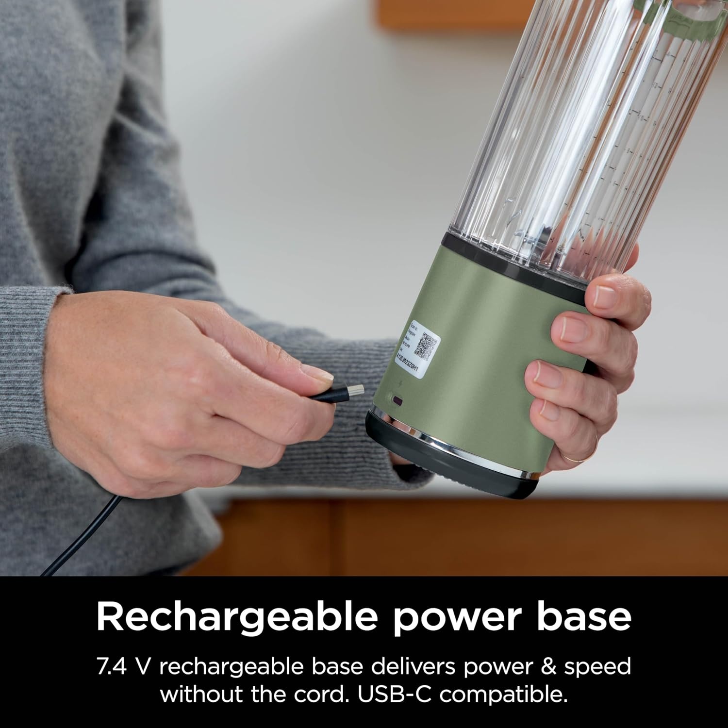 imageNinja BC151EM Blast Portable Blender Cordless 18oz Vessel Personal Blenderfor Shakes amp Smoothies BPA Free LeakproofLid amp Sip Spout USBC Rechargeable Dishwasher Safe Parts Forest Green RenewedMetallic Green