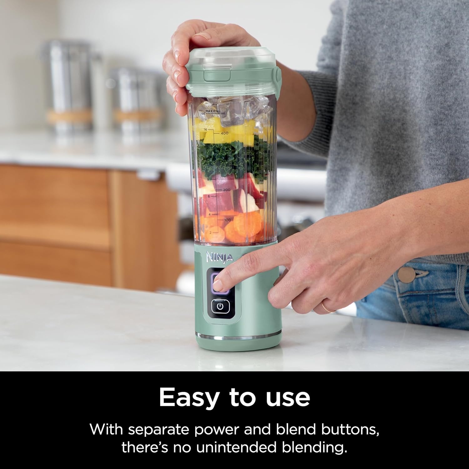 imageNinja BC151EM Blast Portable Blender Cordless 18oz Vessel Personal Blenderfor Shakes amp Smoothies BPA Free LeakproofLid amp Sip Spout USBC Rechargeable Dishwasher Safe Parts Forest Green RenewedMint