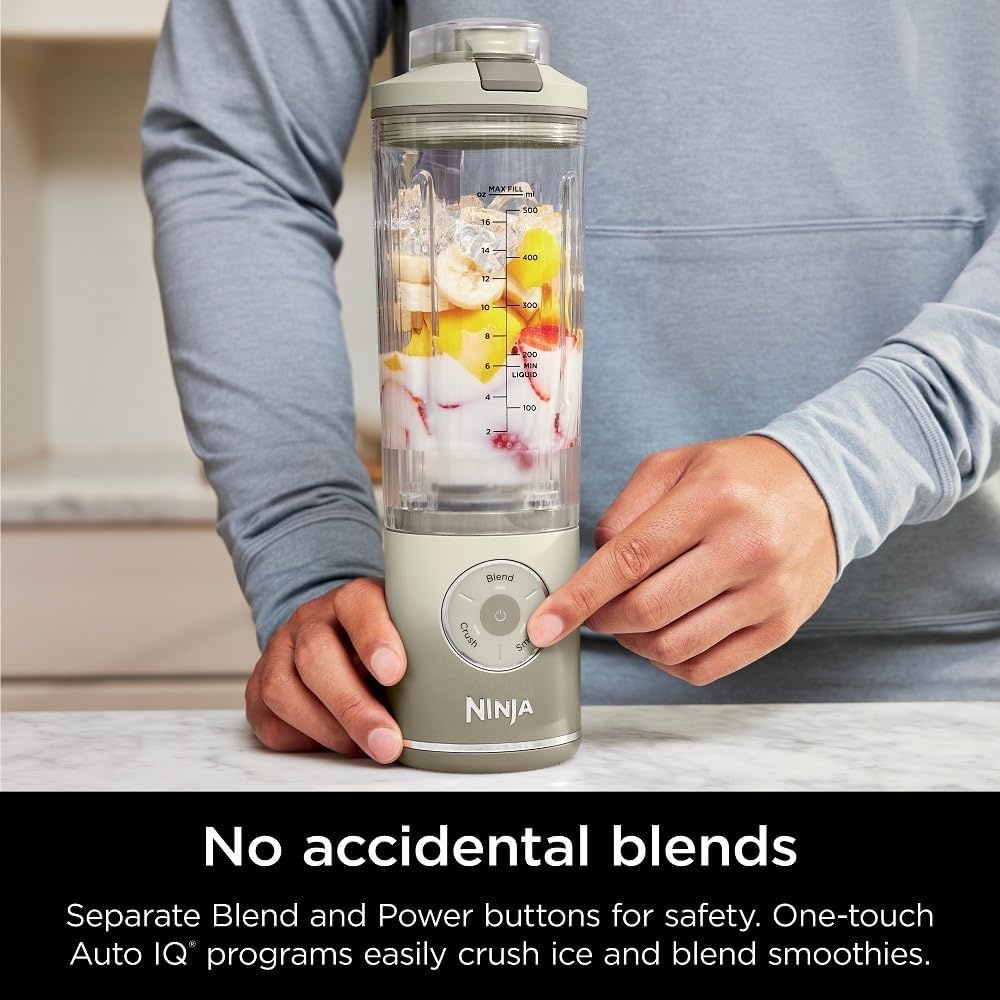 imageNinja BC251GY Blast Max Personal Cordless Blender for Smoothies Blend Ice Crush 22 oz Twist amp Go Vessel Gray Certified RefurbishedCream