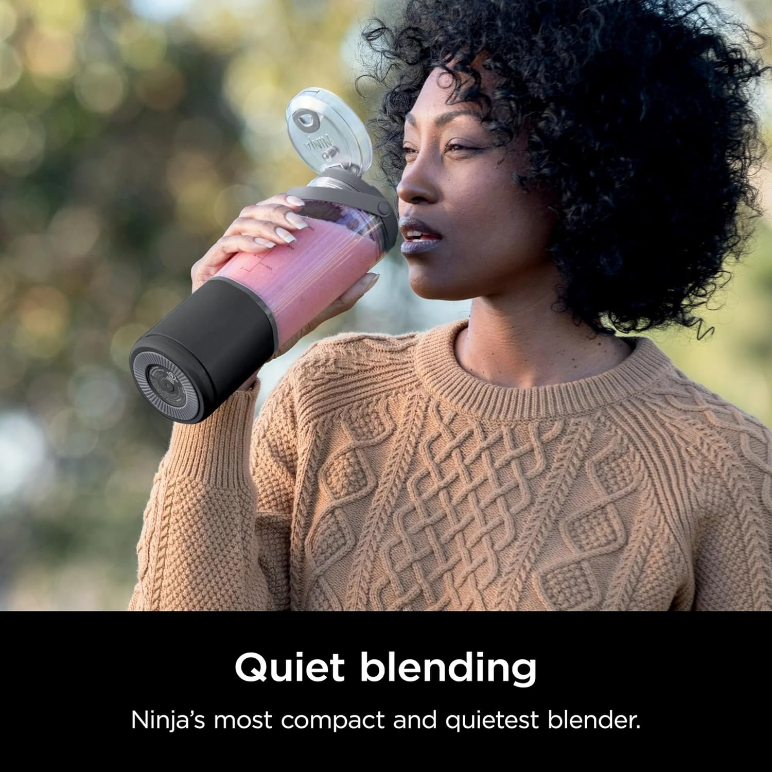 imageNinja Blast 16 oz Personal Portable Blender with Leak Proof Lid and Easy Sip Spout Perfect for Smoothies Cordless USBC Rechargeable Dishwasher Safe Parts Renewed BlackBlack