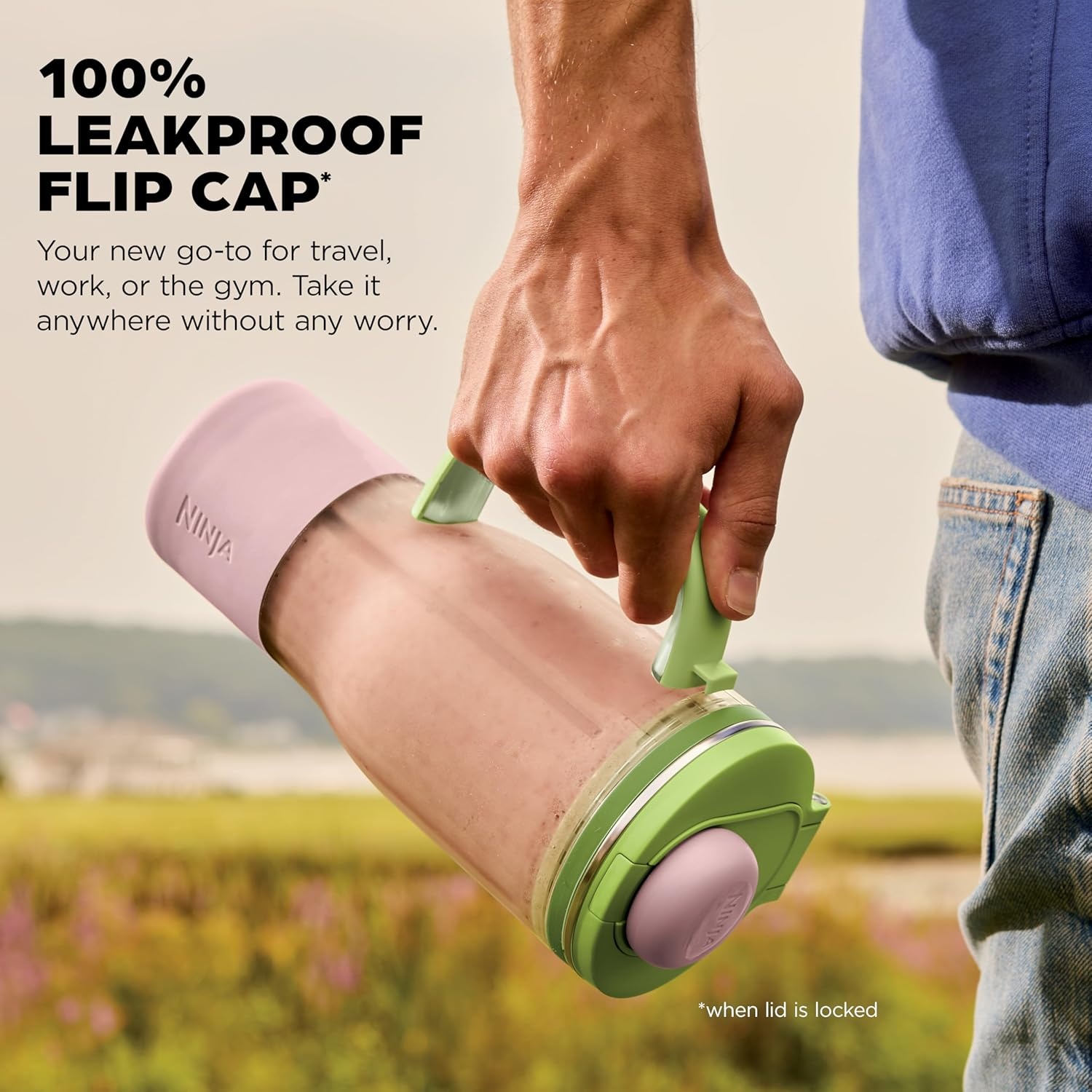 imageNinja Blendboss Personal Blender for Smoothies amp Frozen Drinks 26oz Travel Tumbler with LeakProof Lid Chug Spout amp Detachable Straw Watermelon Bubble Gum DB351GN RenewedWatermelon Bubblegum Blender