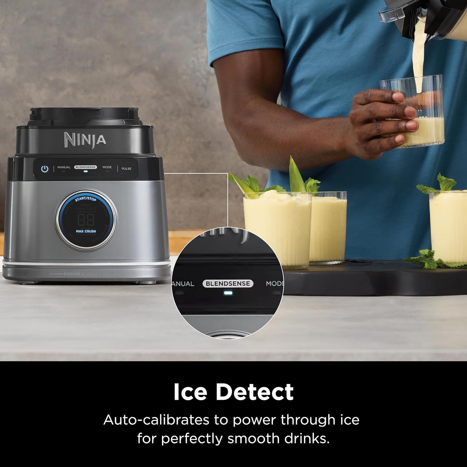 imageNinja TB201 Detect Power Blender Pro BlendSense Technology for Smoothies Shakes amp More 1800 Peak Watts 72 oz Pitcher Black RenewedPower Blender
