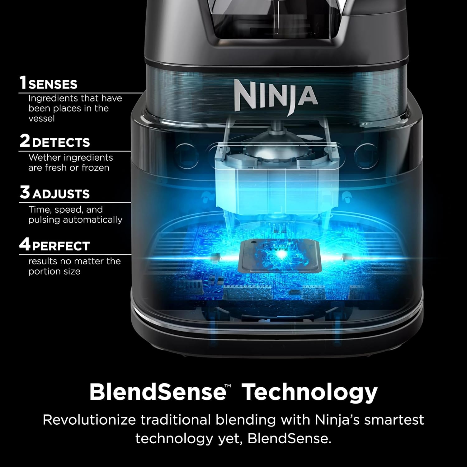 imageNinja TB201 Detect Power Blender Pro BlendSense Technology for Smoothies Shakes amp More 1800 Peak Watts 72 oz Pitcher Black RenewedPower Blender