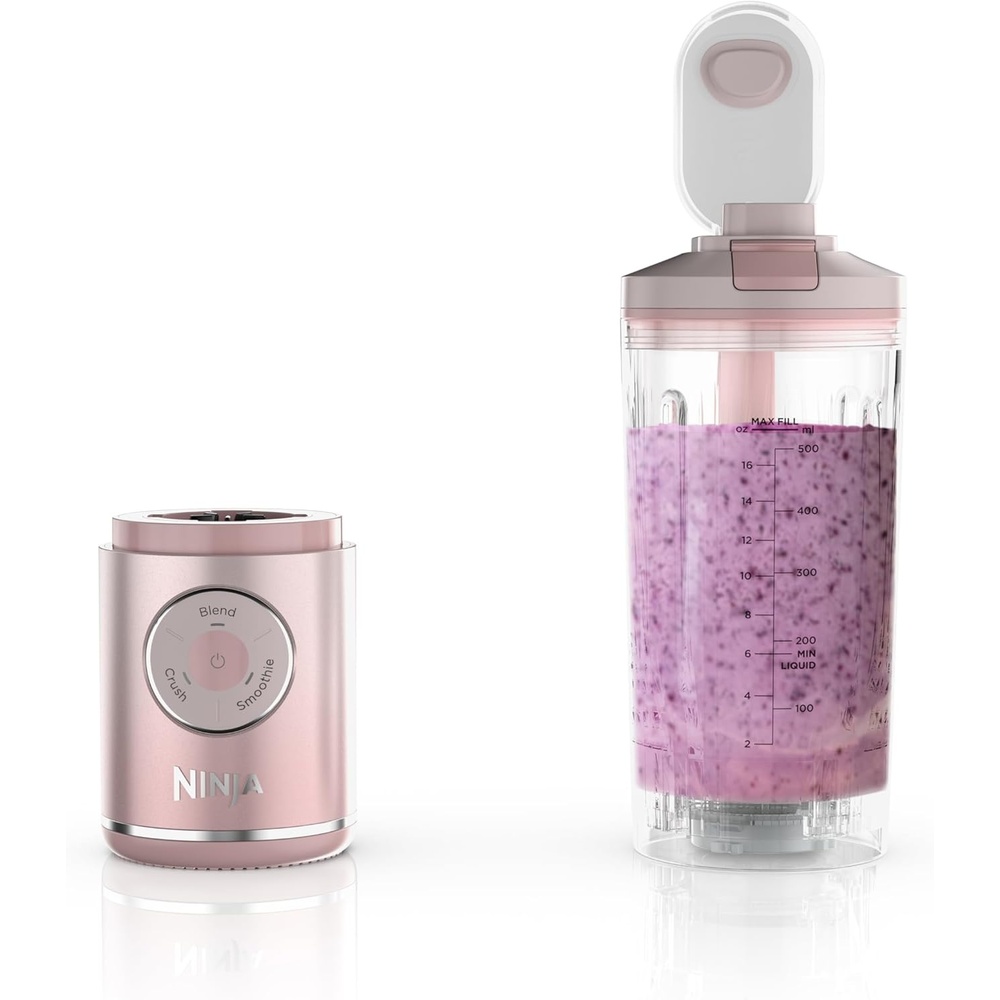 imageNinja BC251GY Blast Max Personal Cordless Blender for Smoothies Blend Ice Crush 22 oz Twist amp Go Vessel Gray  Certified RefurbishedPink
