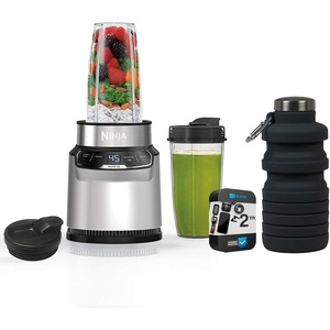 Ninja BN401 Nutri-Blender Pro with Auto-iQ, 1100W Motor (2) 24oz Cups (Renewed) Bundle with Deco Essentials Collapsable Water Bottle and 2 YR CPS Enhanced Protection Pack