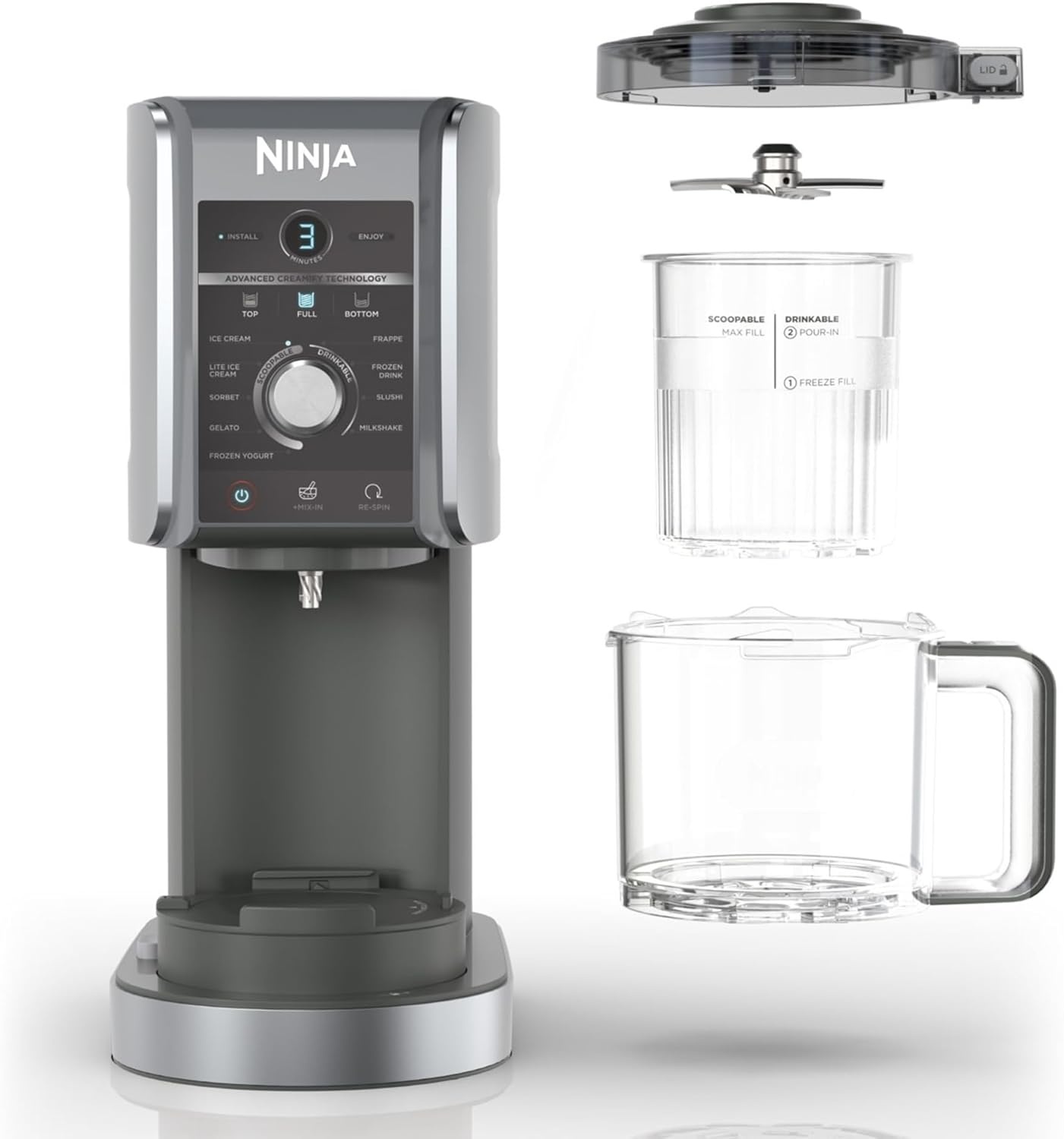 imageNinja CREAMi Deluxe 11 in 1 Ice Cream and Frozen Maker NC501EU Silver