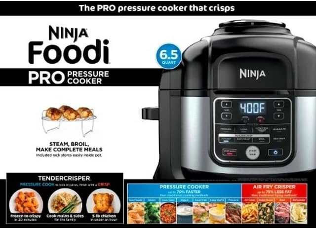 image:imageNinja Foodi OS300 10in1 65Quart Pro Pressure Cooker Air Fryer Multicooker Stainless Indoor grills wide temperatureCyclonic Grilling Technology 500F Smoke Control System Renewed