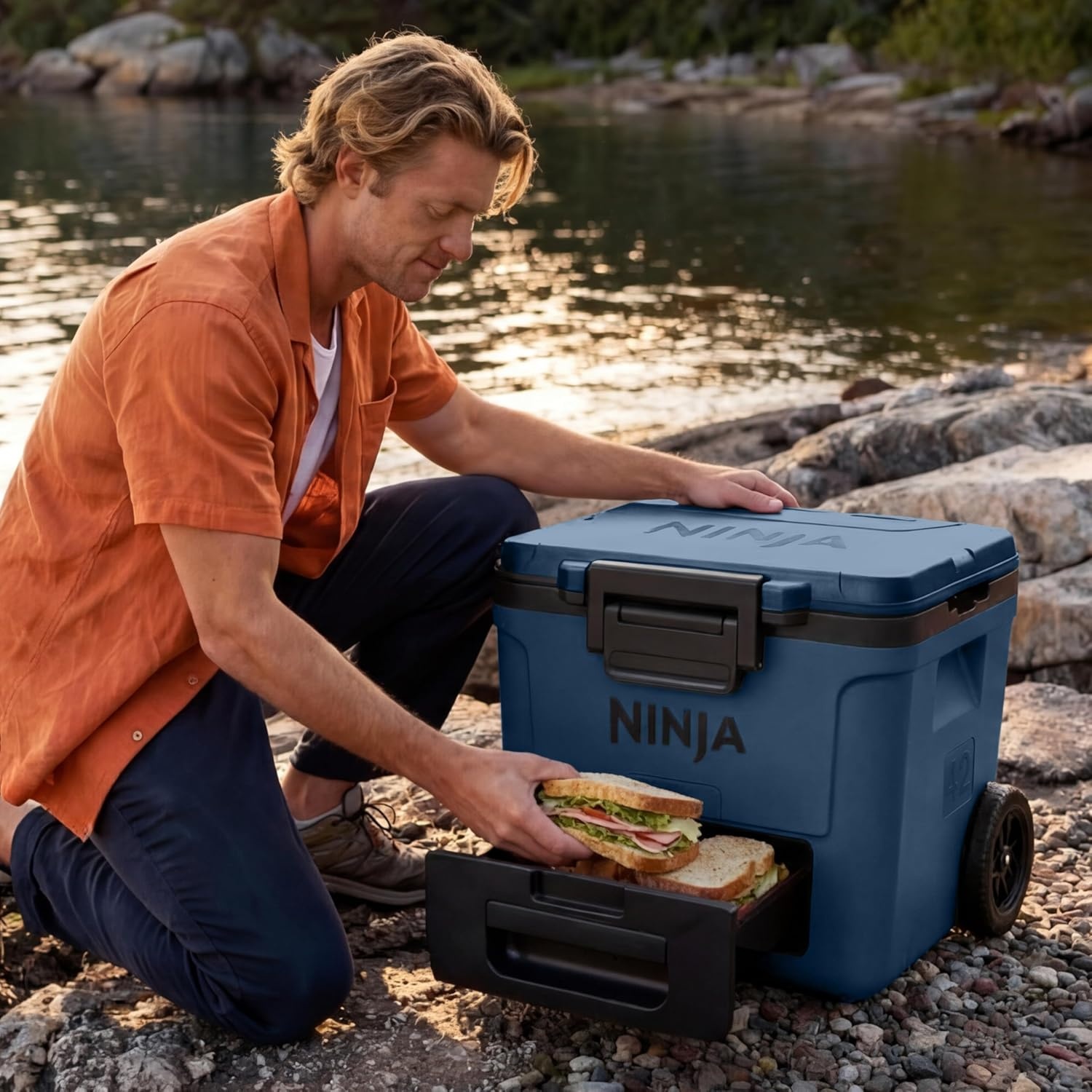 image:imageNinja FrostVault 30QT Cooler with Wheels Insulated with Temp Dry Storage Drawer Keeps Ice Cold for Days for the Beach Camping Picnics amp More Spanish Moss FB230GN1Halocline Green