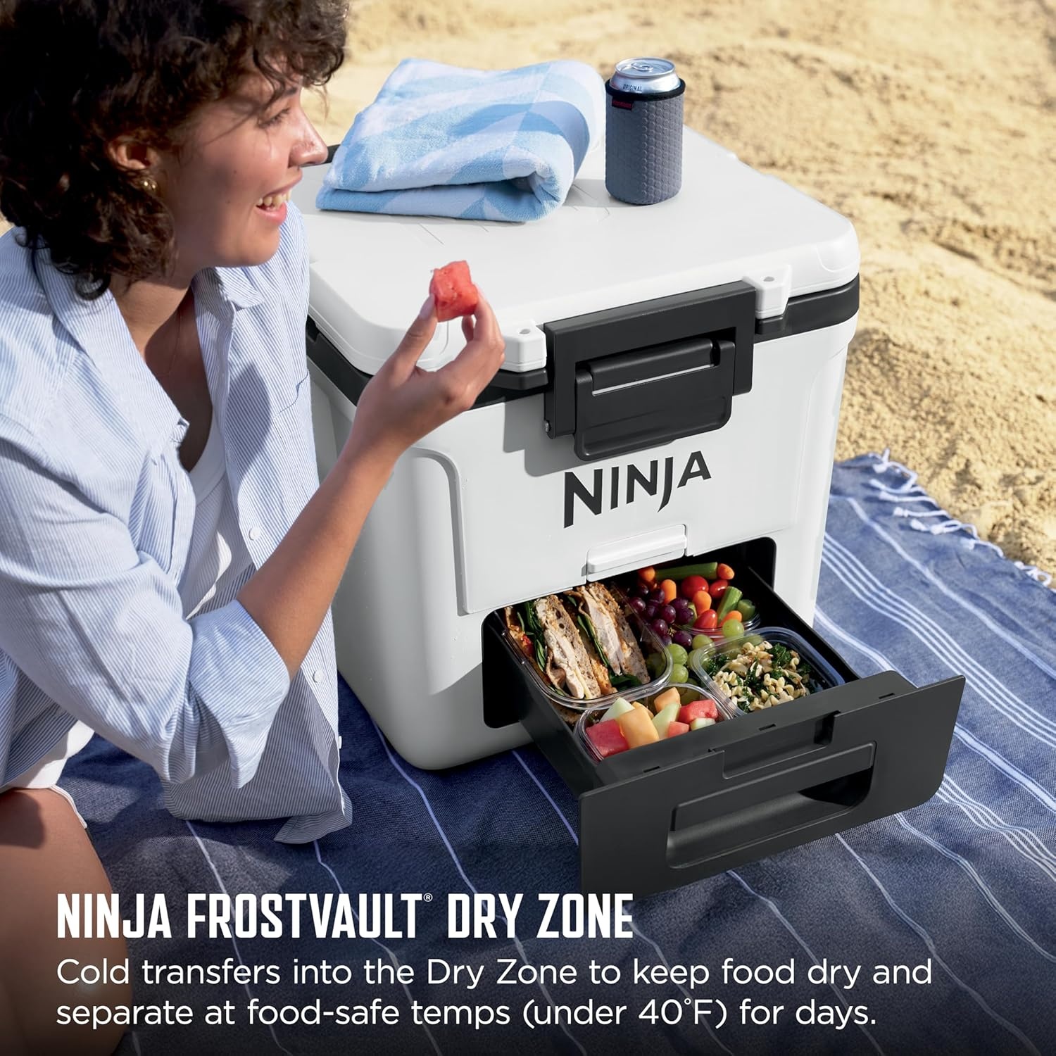 image:imageNinja FrostVault 30QT Cooler with Wheels Insulated with Temp Dry Storage Drawer Keeps Ice Cold for Days for the Beach Camping Picnics amp More Spanish Moss FB230GN1Spanish Moss
