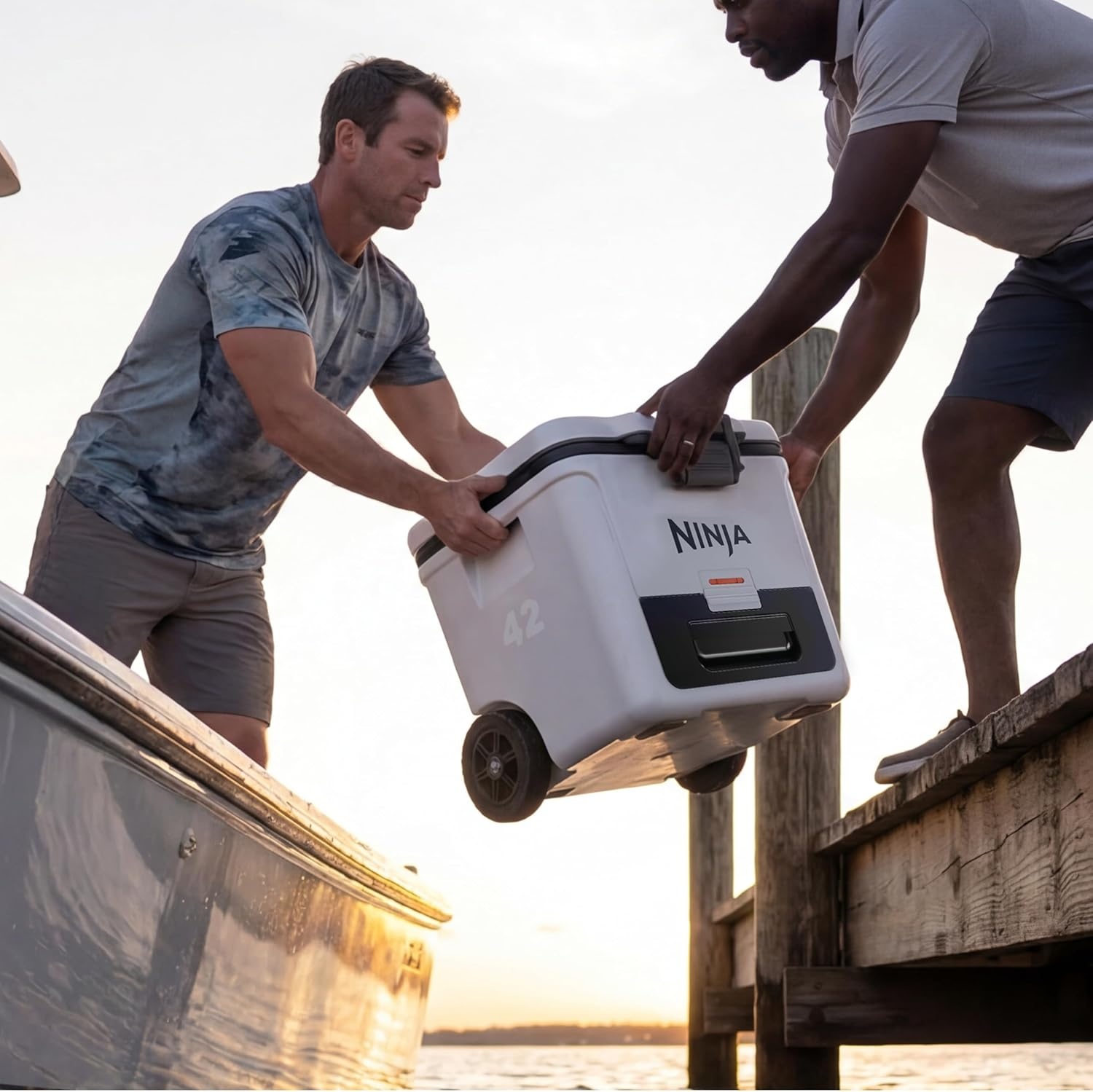 image:imageNinja FrostVault 30QT Cooler with Wheels Insulated with Temp Dry Storage Drawer Keeps Ice Cold for Days for the Beach Camping Picnics amp More Spanish Moss FB230GN1Lakeshore Blue
