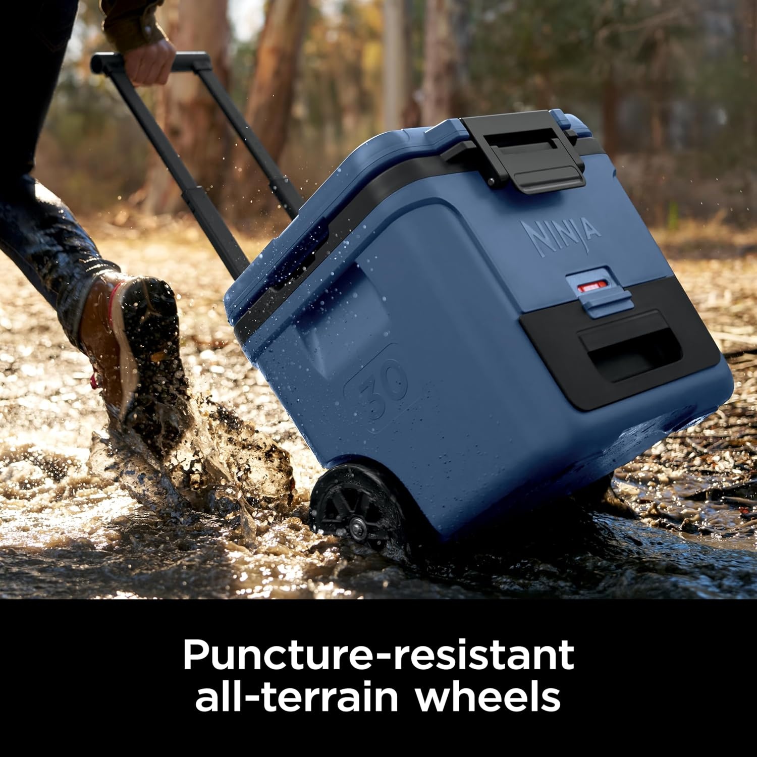 image:imageNinja FrostVault 30QT Cooler with Wheels Insulated with Temp Dry Storage Drawer Keeps Ice Cold for Days for the Beach Camping Picnics amp More Spanish Moss FB230GN1Lakeshore Blue