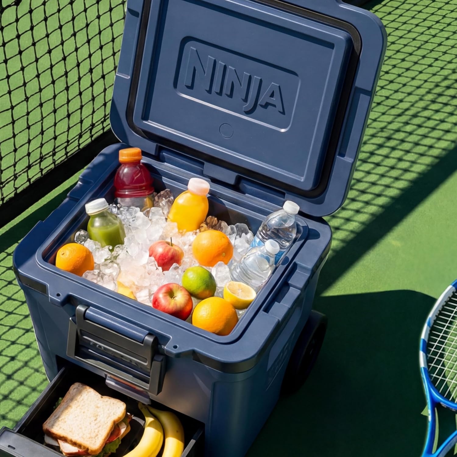 image:imageNinja FrostVault 30QT Cooler with Wheels Insulated with Temp Dry Storage Drawer Keeps Ice Cold for Days for the Beach Camping Picnics amp More Spanish Moss FB230GN1Lakeshore Blue