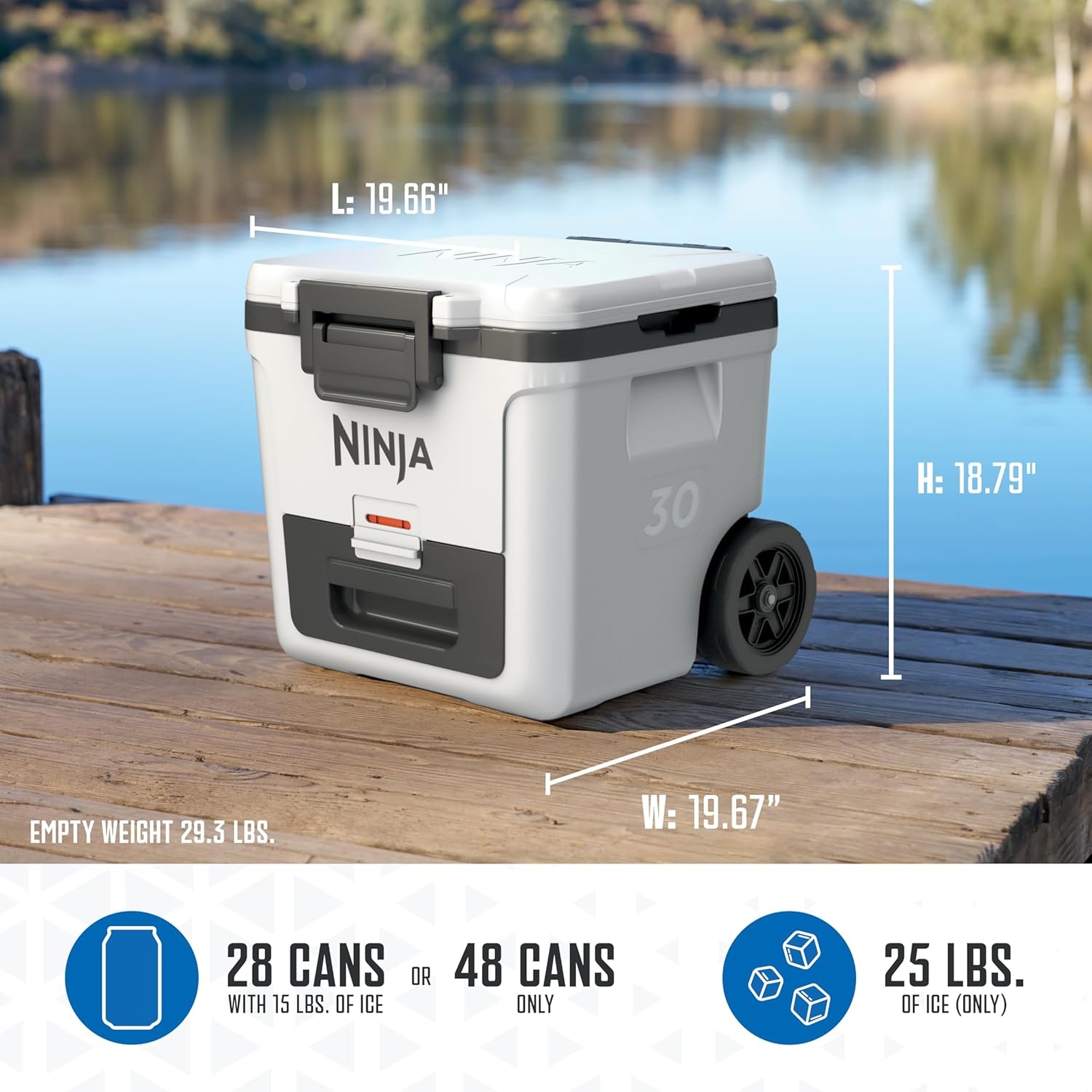 image:imageNinja FrostVault 30QT Cooler with Wheels Insulated with Temp Dry Storage Drawer Keeps Ice Cold for Days for the Beach Camping Picnics amp More Spanish Moss FB230GN1Smokey Mauve