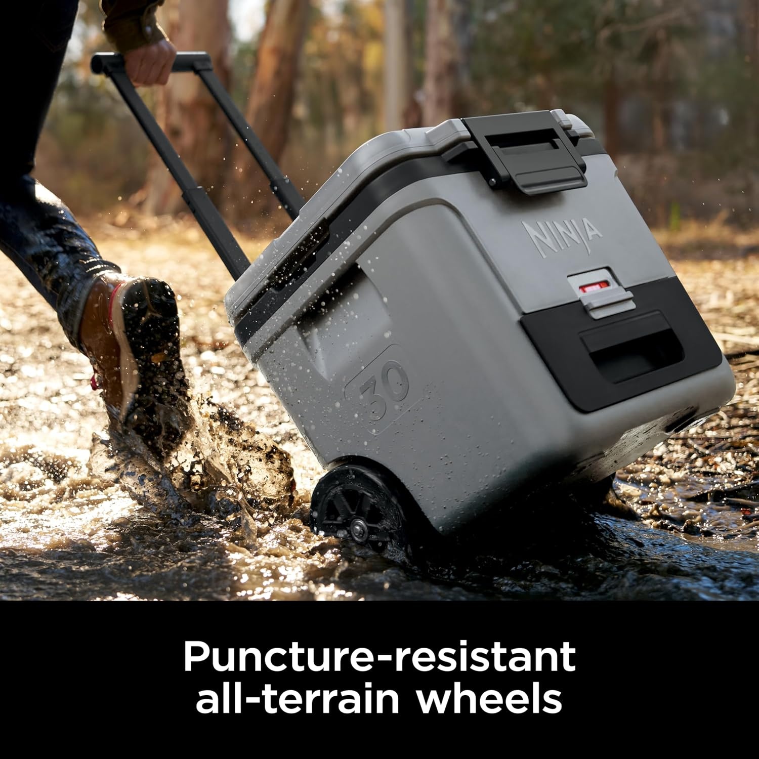 image:imageNinja FrostVault 30QT Cooler with Wheels Insulated with Temp Dry Storage Drawer Keeps Ice Cold for Days for the Beach Camping Picnics amp More Spanish Moss FB230GN1Charcoal Grey
