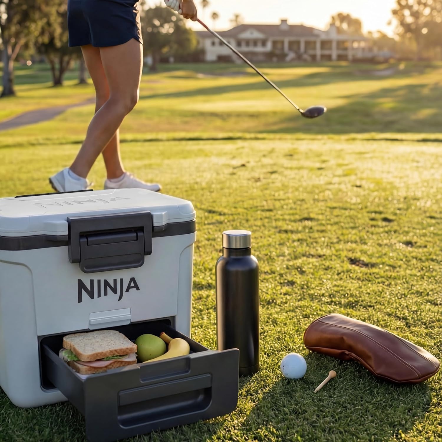 image:imageNinja FrostVault 30QT Cooler with Wheels Insulated with Temp Dry Storage Drawer Keeps Ice Cold for Days for the Beach Camping Picnics amp More Spanish Moss FB230GN1Charcoal Grey