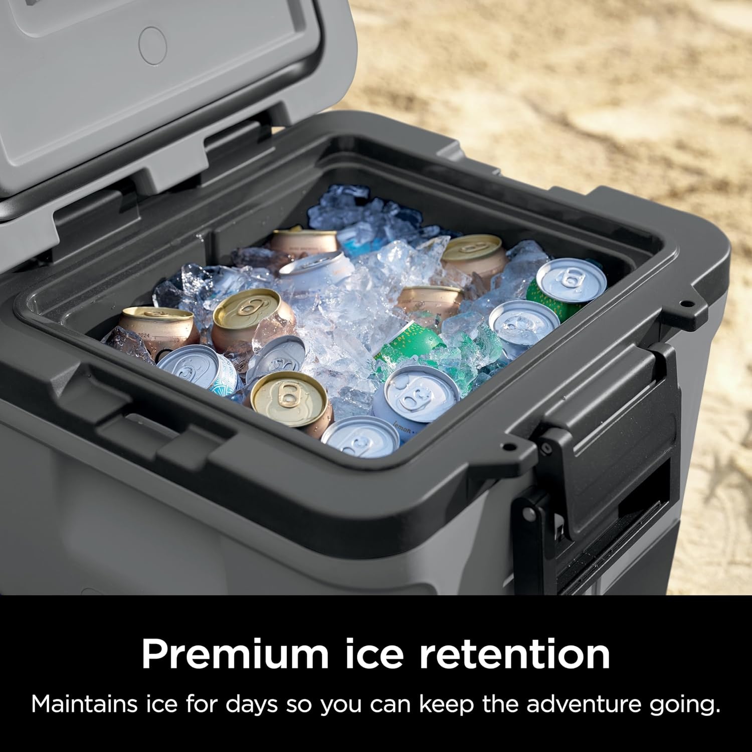 image:imageNinja FrostVault 30QT Cooler with Wheels Insulated with Temp Dry Storage Drawer Keeps Ice Cold for Days for the Beach Camping Picnics amp More Spanish Moss FB230GN1Charcoal Grey