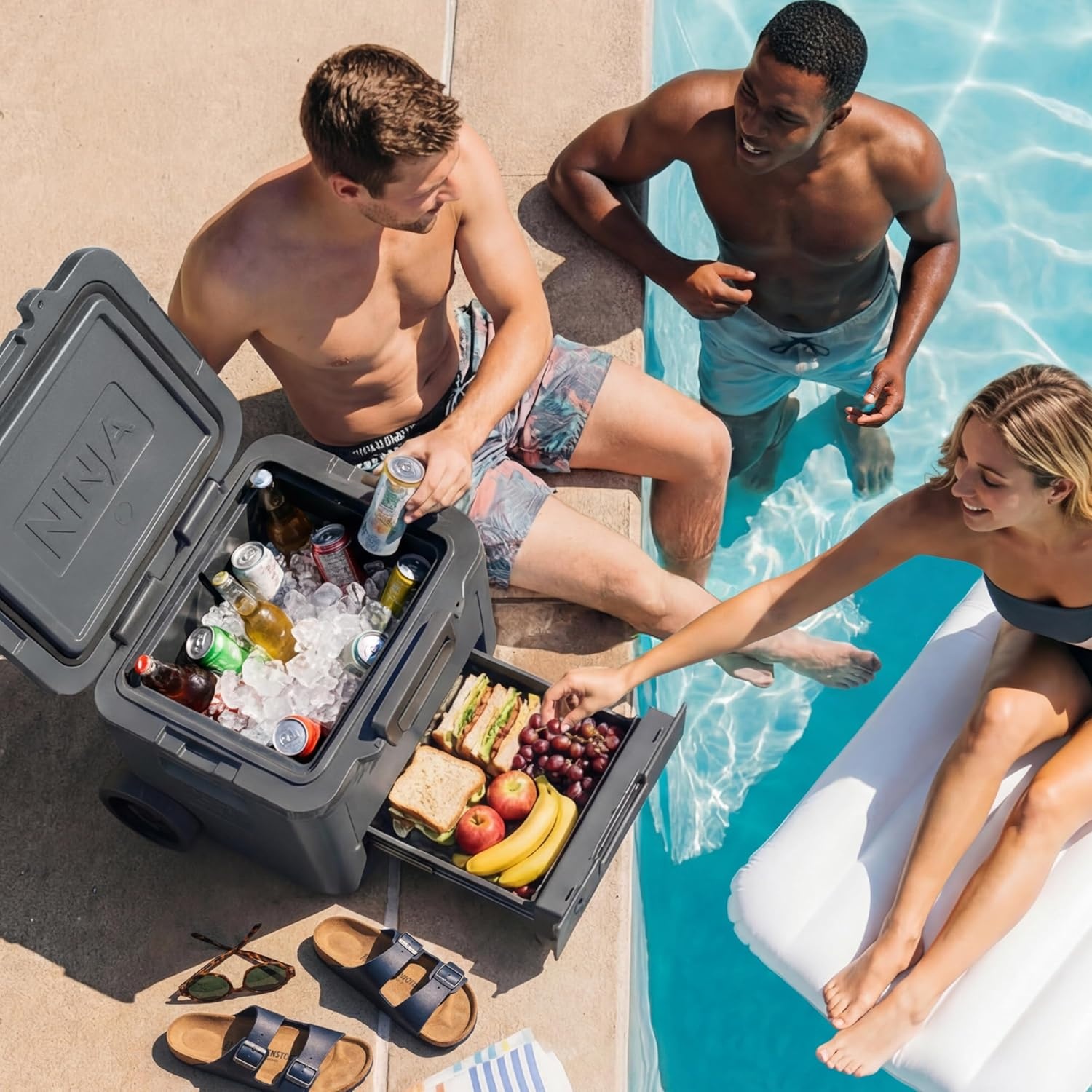 image:imageNinja FrostVault 30QT Cooler with Wheels Insulated with Temp Dry Storage Drawer Keeps Ice Cold for Days for the Beach Camping Picnics amp More Spanish Moss FB230GN1Charcoal Grey