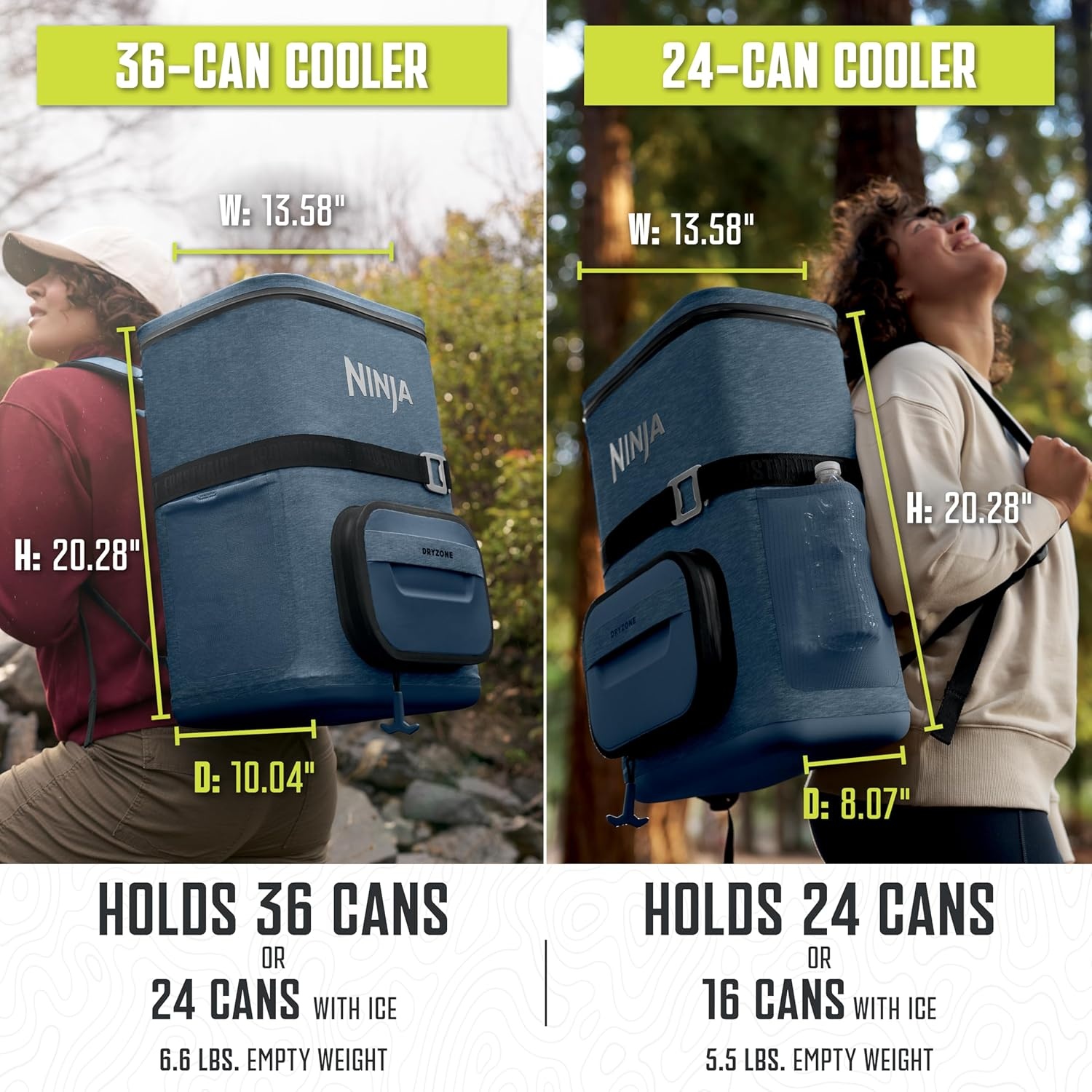 image:imageNinja Backpack Cooler FrostVault Go 24 Can Soft Cooler Leakproof Zipper with Built in Can Opener 2 Ice Packs amp Dry Storage Drawer for Hiking Camping amp More Daffodil Daze FF124YLBlue