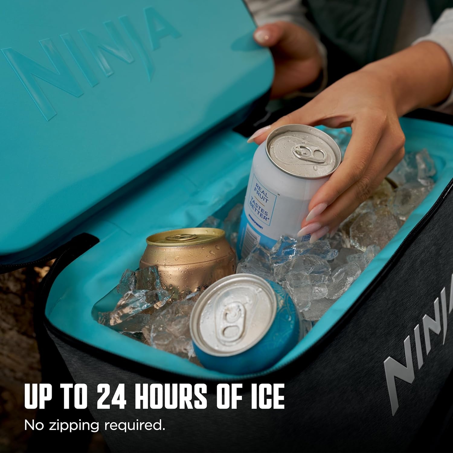 image:imageNinja Backpack Cooler FrostVault Go 24 Can Soft Cooler Leakproof Zipper with Built in Can Opener 2 Ice Packs amp Dry Storage Drawer for Hiking Camping amp More Daffodil Daze FF124YLDark Grey