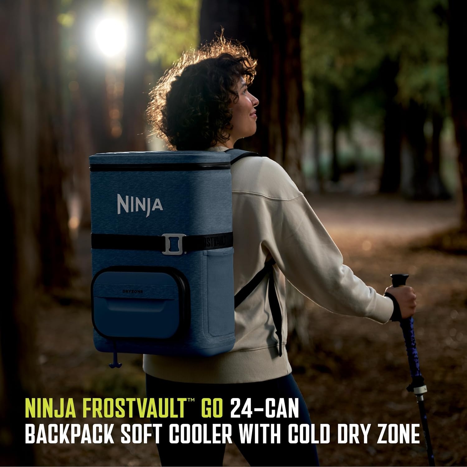 image:imageNinja Backpack Cooler FrostVault Go 24 Can Soft Cooler Leakproof Zipper with Built in Can Opener 2 Ice Packs amp Dry Storage Drawer for Hiking Camping amp More Daffodil Daze FF124YLBlue