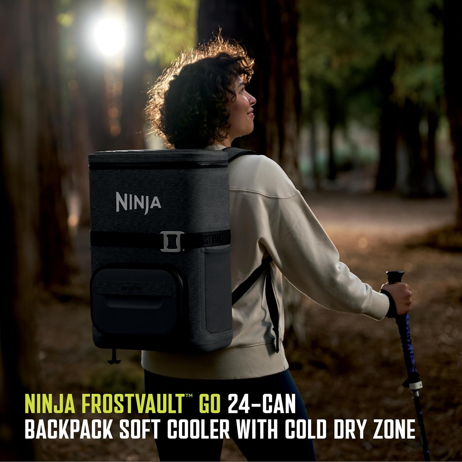 image:imageNinja Backpack Cooler FrostVault Go 24 Can Soft Cooler Leakproof Zipper with Built in Can Opener 2 Ice Packs amp Dry Storage Drawer for Hiking Camping amp More Daffodil Daze FF124YLDark Grey