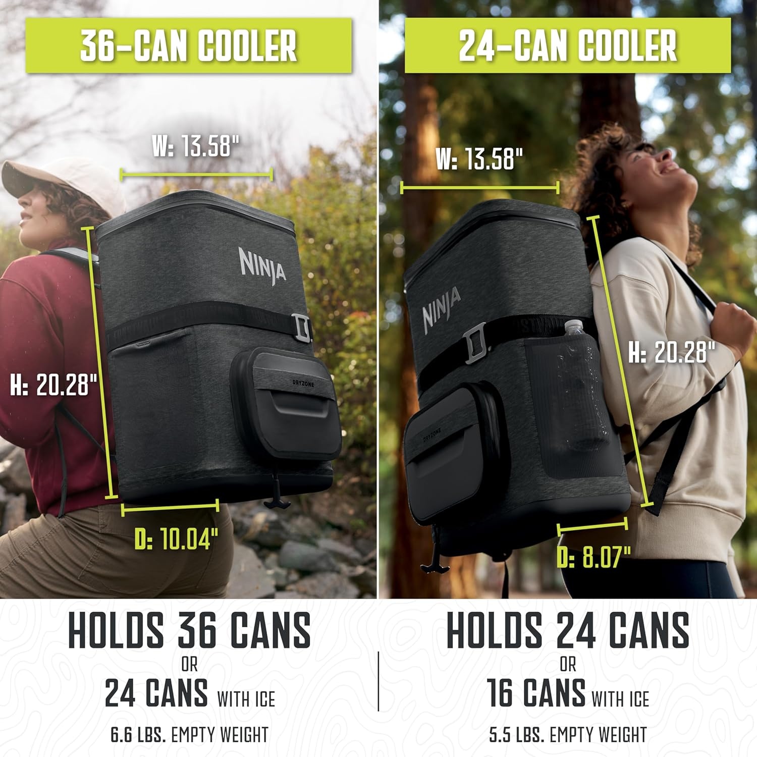image:imageNinja Backpack Cooler FrostVault Go 24 Can Soft Cooler Leakproof Zipper with Built in Can Opener 2 Ice Packs amp Dry Storage Drawer for Hiking Camping amp More Daffodil Daze FF124YLDark Grey
