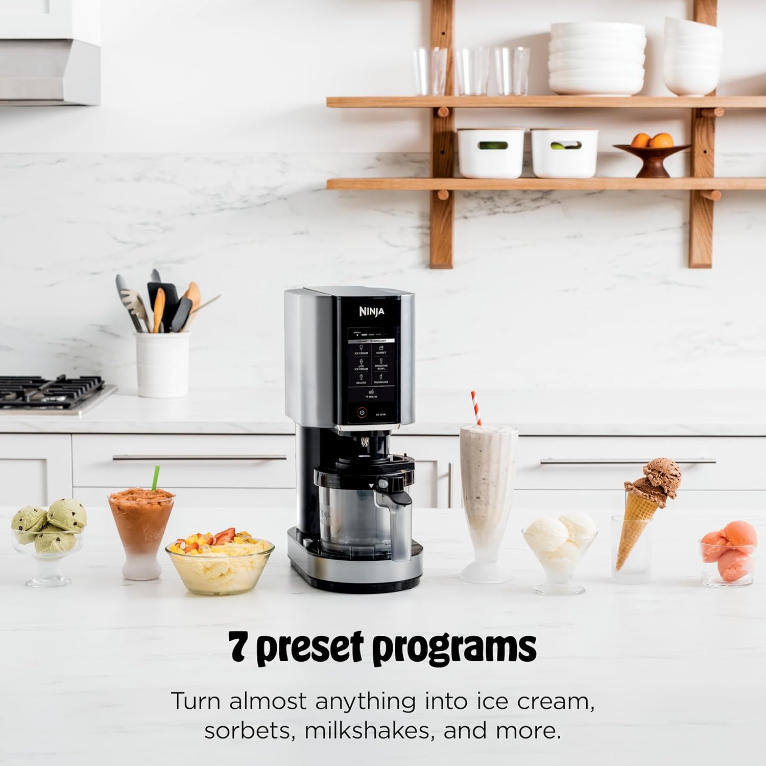 image:imageNinja CREAMi Deluxe Ice Cream Maker 11in1 Create Frozen Desserts Sorbet Milkshakes Yogurt amp More Includes 2 Dishwasher Safe XL 24 Oz Tubs with storage lids Blue NC501NDCREAMi 7in1 w 2 Pints