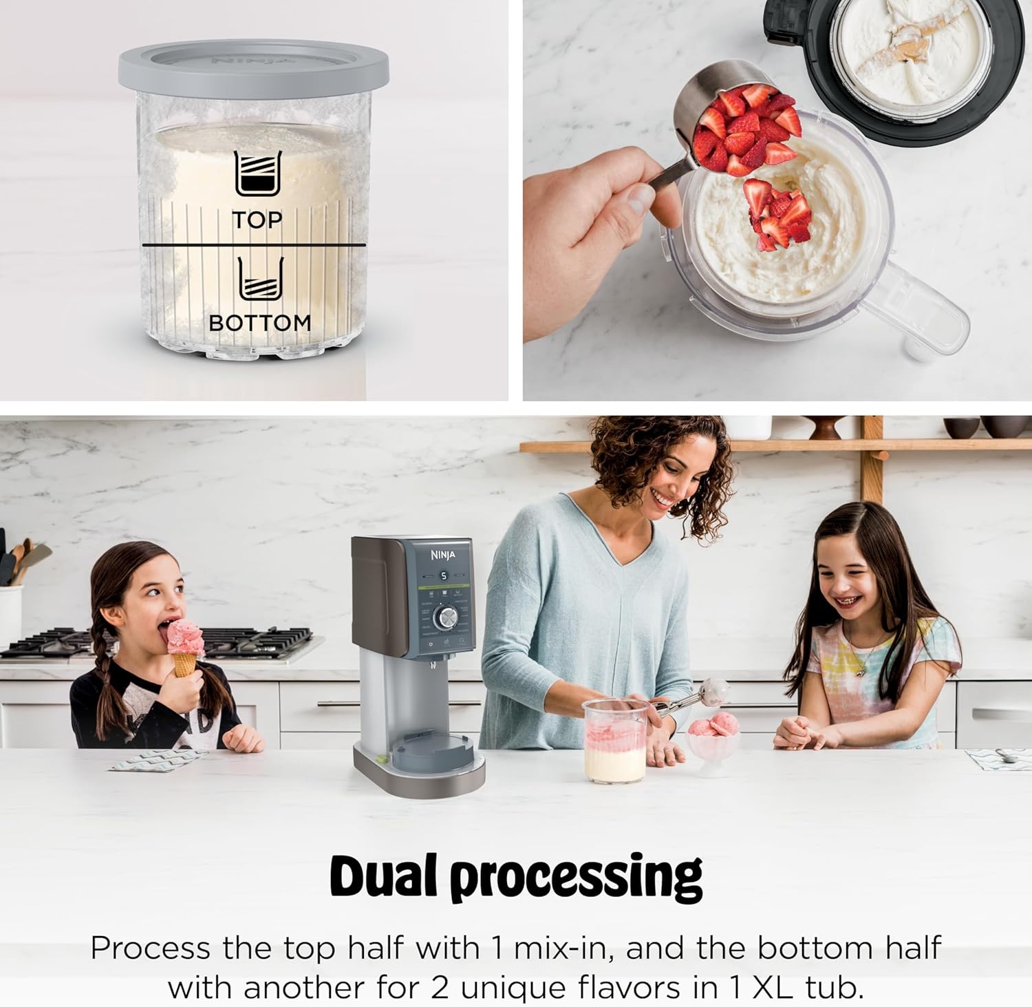 image:imageNinja CREAMi Deluxe Ice Cream Maker 11in1 Create Frozen Desserts Sorbet Milkshakes Yogurt amp More Includes 2 Dishwasher Safe XL 24 Oz Tubs with storage lids Blue NC501NDCREAMi Deluxe 11in1 w 2 Pints Denim