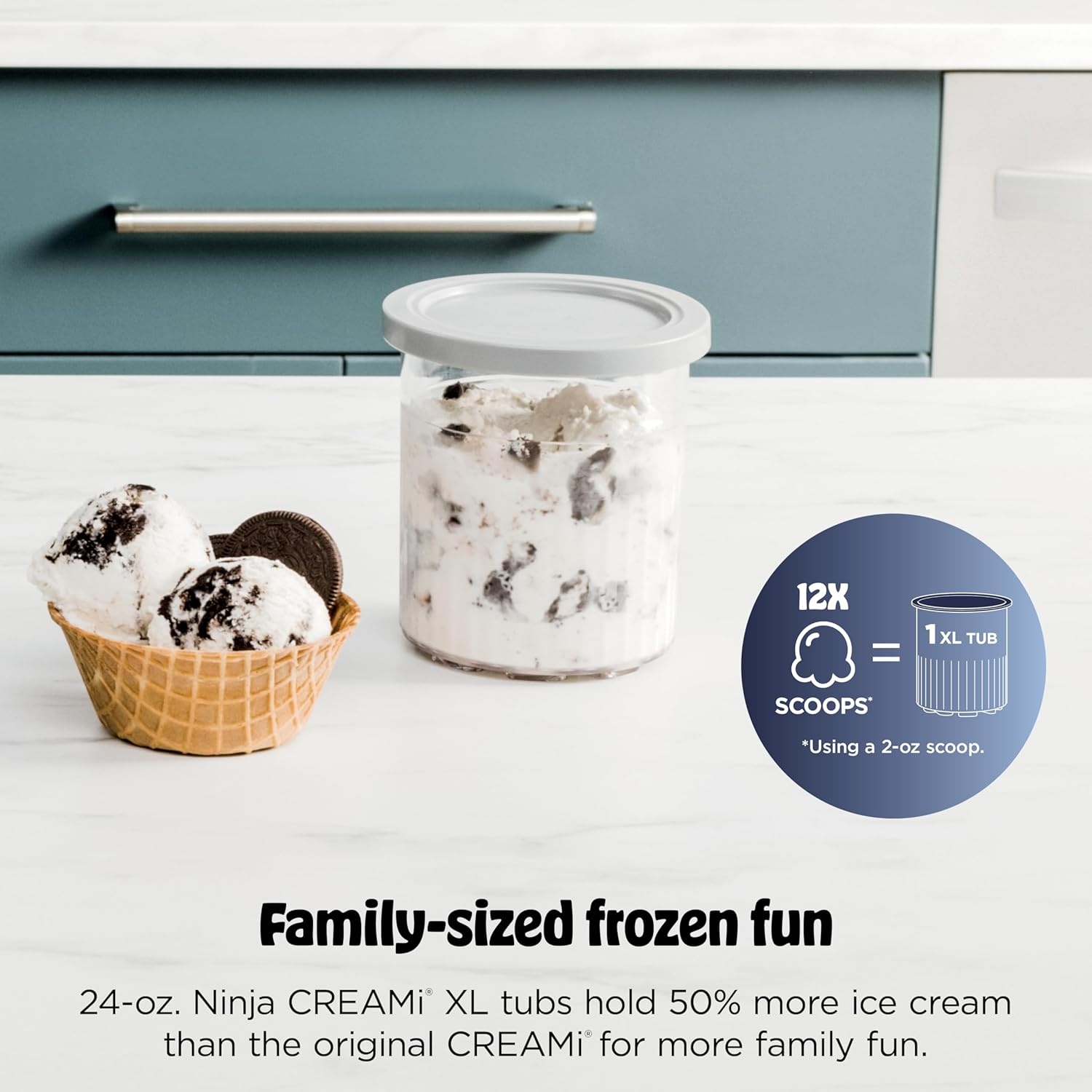 image:imageNinja CREAMi Deluxe Ice Cream Maker 11in1 Create Frozen Desserts Sorbet Milkshakes Yogurt amp More Includes 2 Dishwasher Safe XL 24 Oz Tubs with storage lids Blue NC501NDCREAMi Deluxe 11in1 w 2 Pints Denim