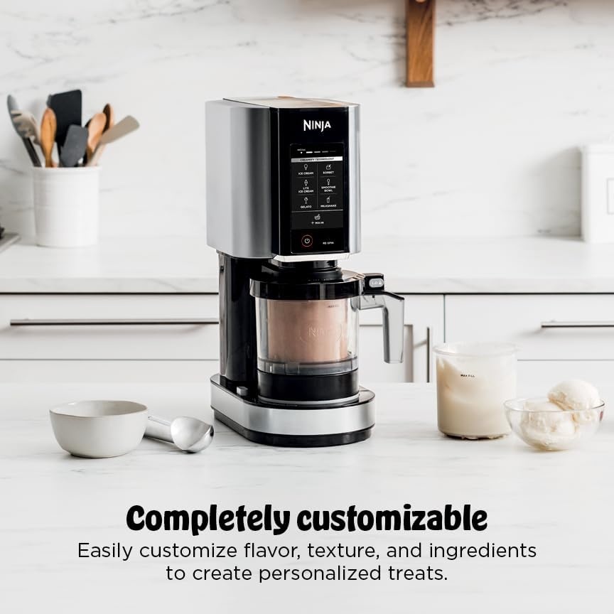 image:imageNinja CREAMi Deluxe Ice Cream Maker 11in1 Create Frozen Desserts Sorbet Milkshakes Yogurt amp More Includes 2 Dishwasher Safe XL 24 Oz Tubs with storage lids Blue NC501NDCREAMi 7in1 w 2 Pints