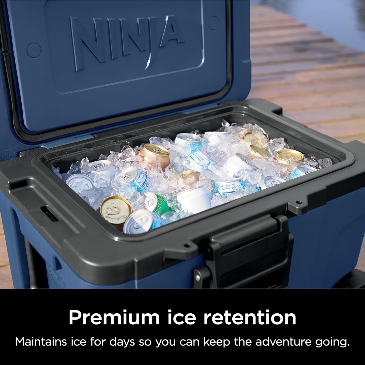 image:imageNinja FrostVault 65qt Wheeled Cooler with Cold Dry Zone Integrated FridgeTemp Dry Storage Drawer Premium HeavyDuty Insulated Cooler Keeps Ice Cold for Days Spanish Moss FB265GN1Lakeshore Blue