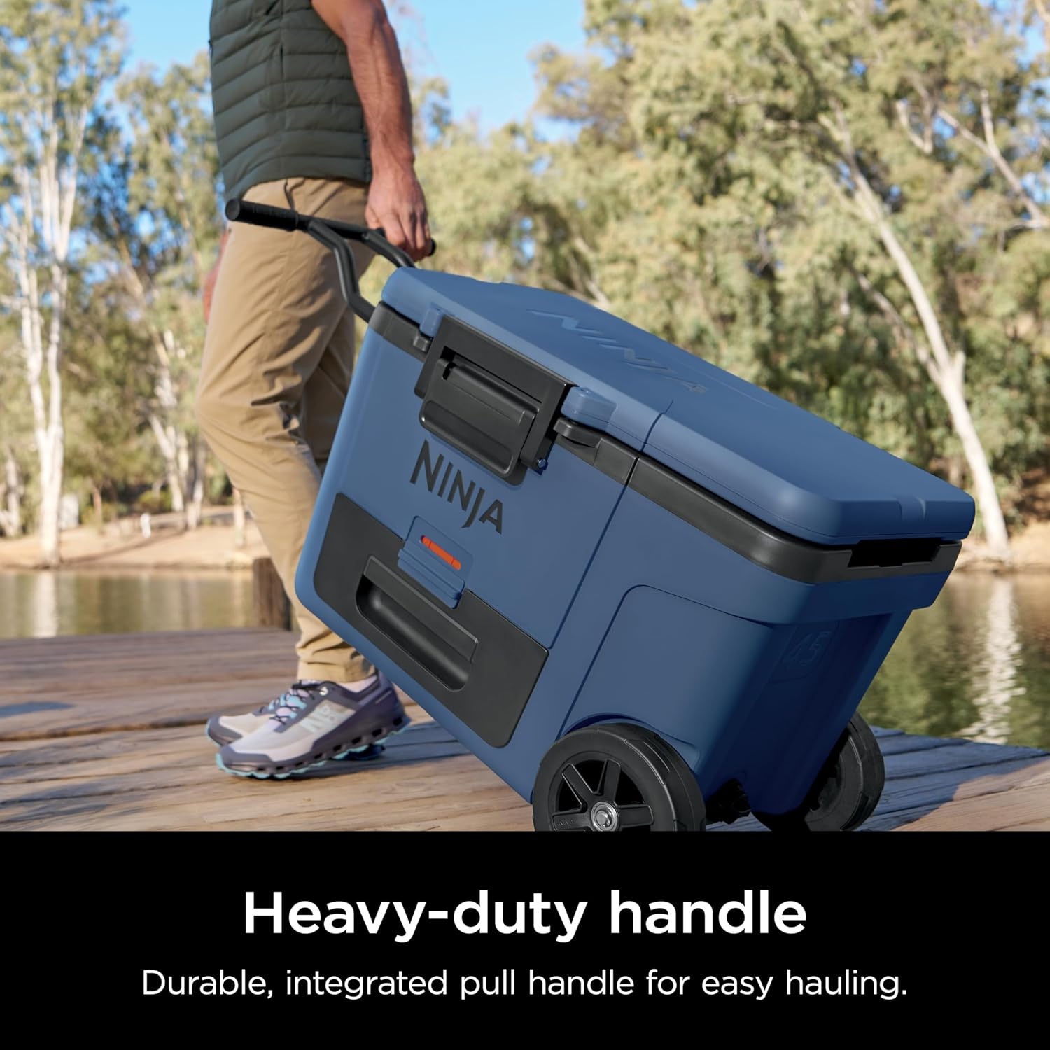 image:imageNinja FrostVault 65qt Wheeled Cooler with Cold Dry Zone Integrated FridgeTemp Dry Storage Drawer Premium HeavyDuty Insulated Cooler Keeps Ice Cold for Days Spanish Moss FB265GN1Lakeshore Blue