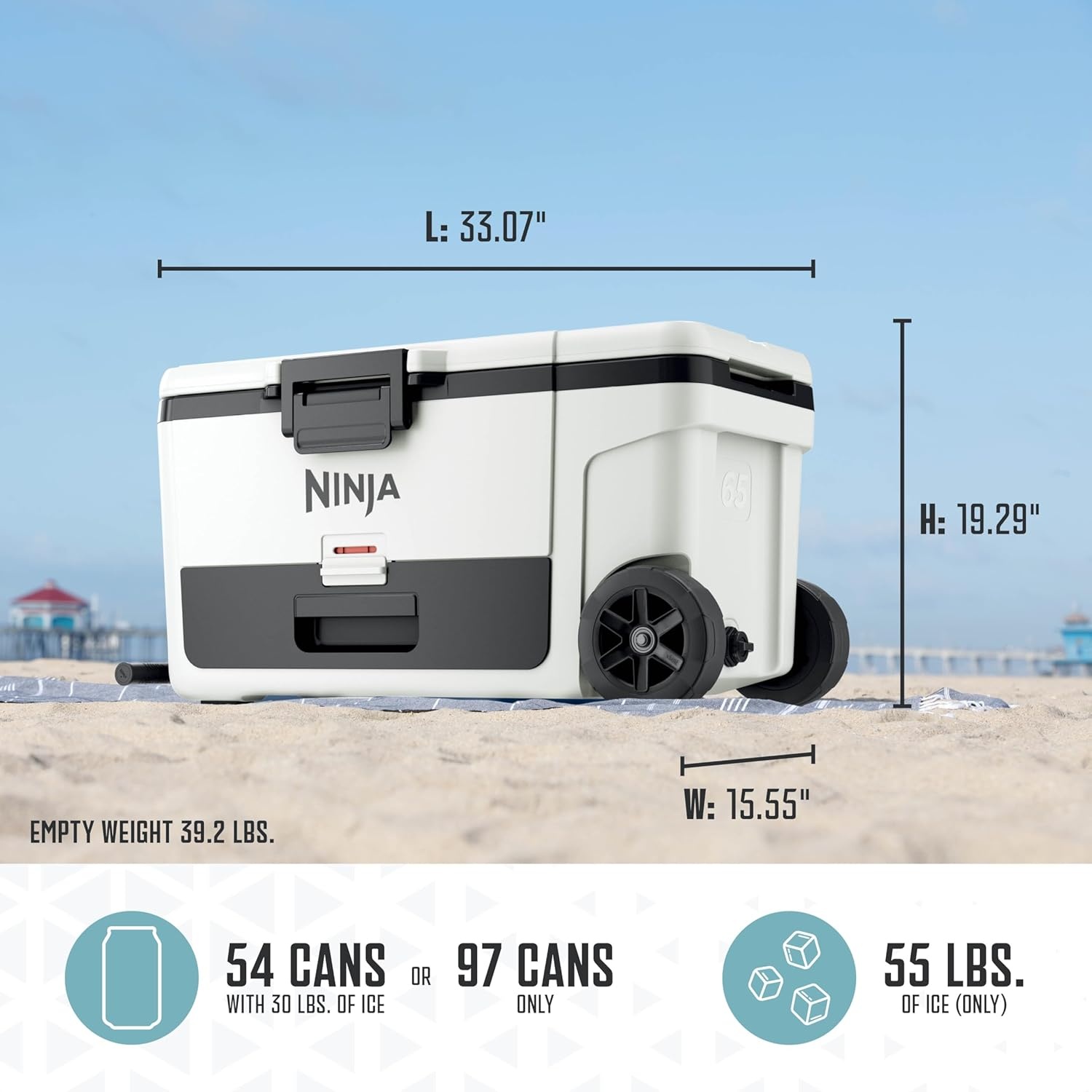 image:imageNinja FrostVault 65qt Wheeled Cooler with Cold Dry Zone Integrated FridgeTemp Dry Storage Drawer Premium HeavyDuty Insulated Cooler Keeps Ice Cold for Days Spanish Moss FB265GN1Smokey Mauve