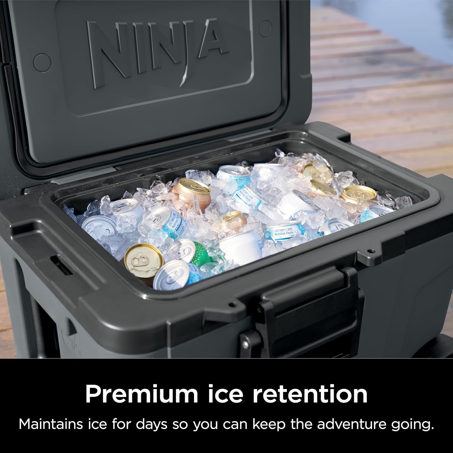 image:imageNinja FrostVault 65qt Wheeled Cooler with Cold Dry Zone Integrated FridgeTemp Dry Storage Drawer Premium HeavyDuty Insulated Cooler Keeps Ice Cold for Days Spanish Moss FB265GN1Charcoal Grey