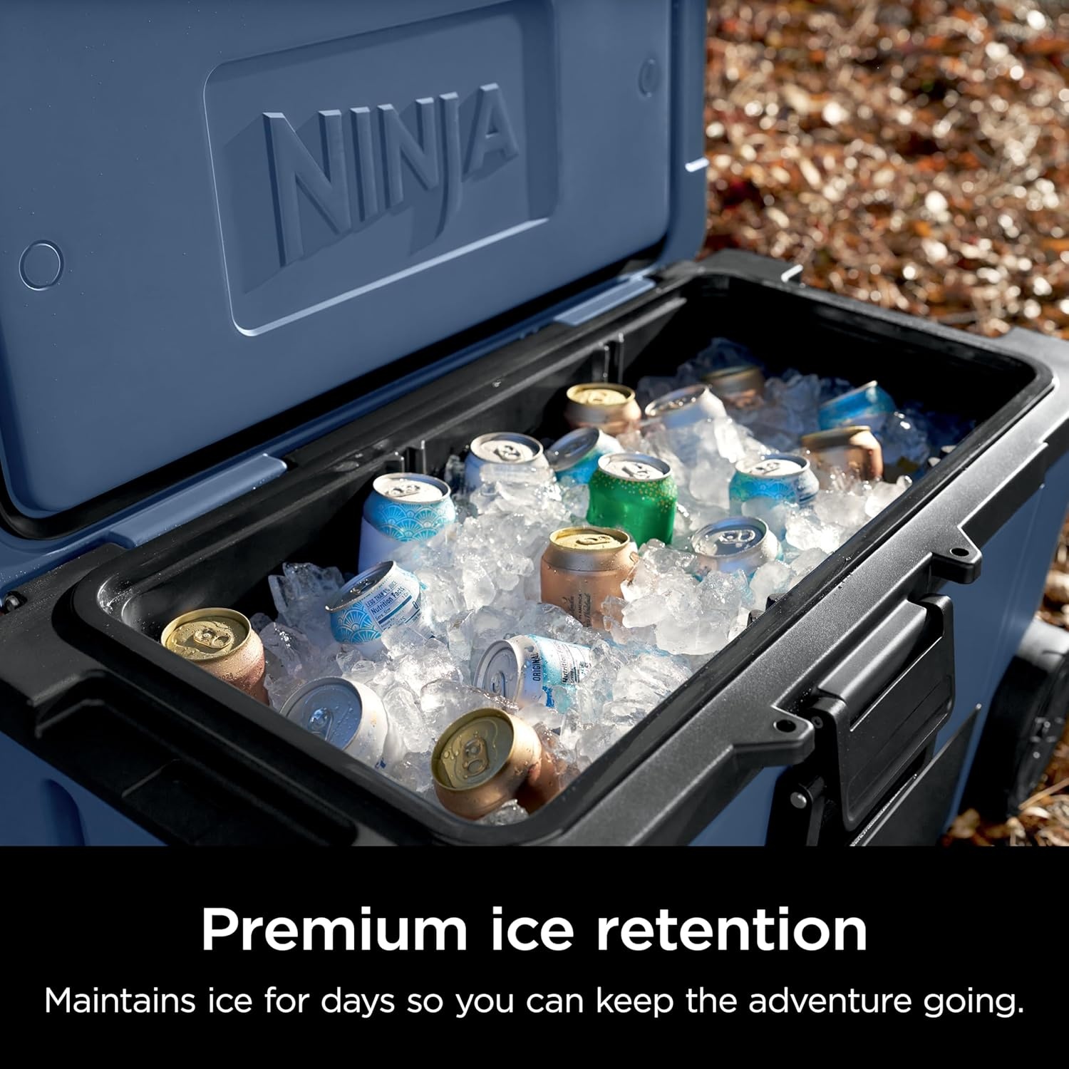 image:imageNinja FrostVault 65qt Wheeled Cooler with Cold Dry Zone Integrated FridgeTemp Dry Storage Drawer Premium HeavyDuty Insulated Cooler Keeps Ice Cold for Days Spanish Moss FB265GN1Lakeshore Blue