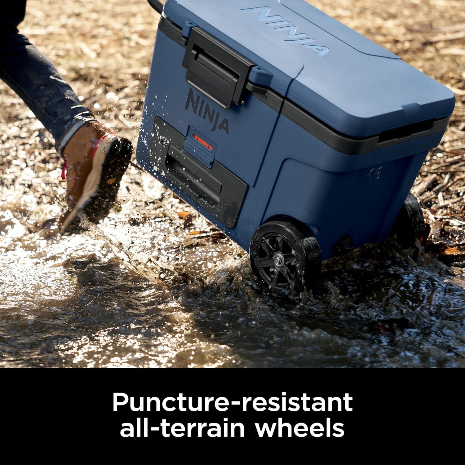 image:imageNinja FrostVault 65qt Wheeled Cooler with Cold Dry Zone Integrated FridgeTemp Dry Storage Drawer Premium HeavyDuty Insulated Cooler Keeps Ice Cold for Days Spanish Moss FB265GN1Lakeshore Blue